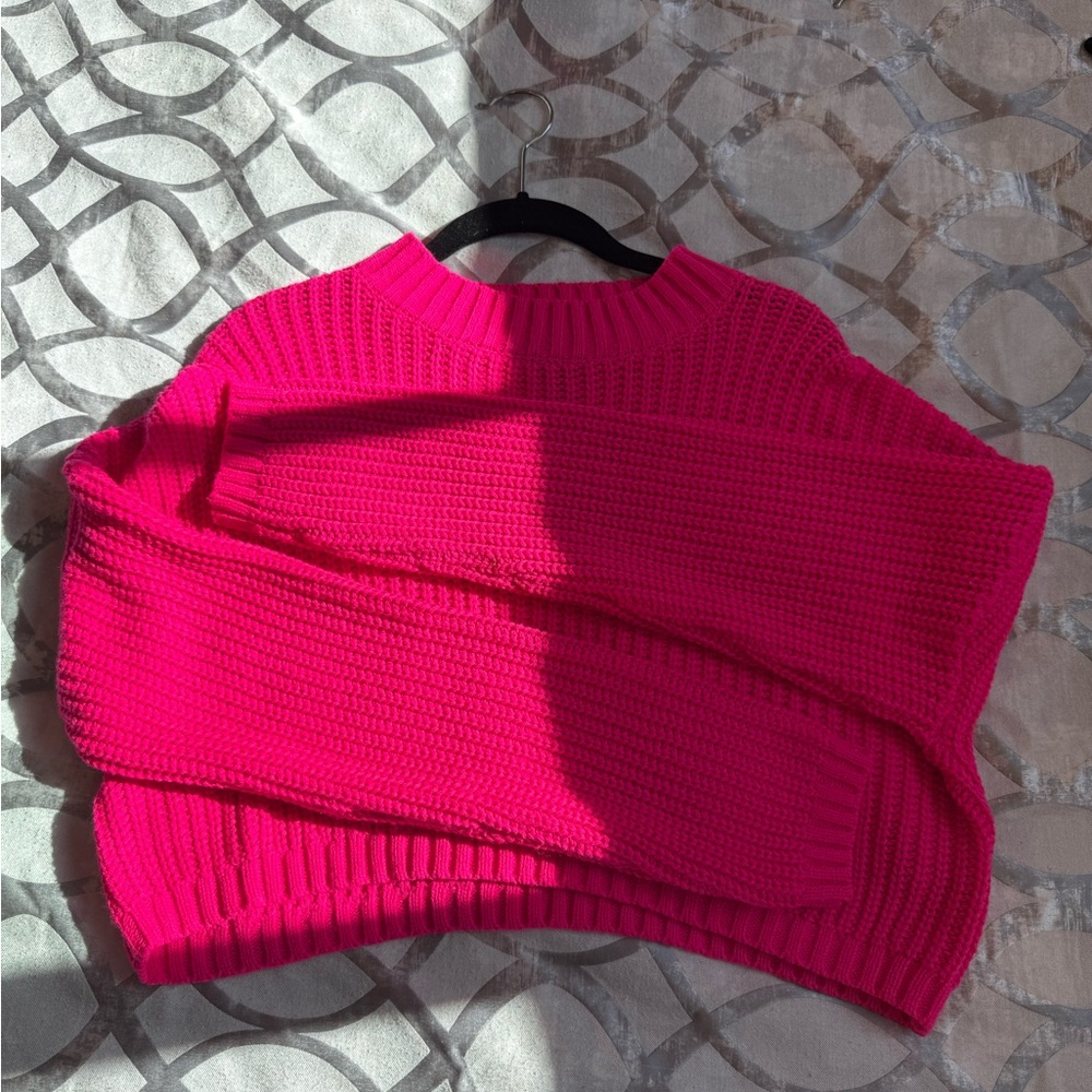 Forever 21 Vibrant Pink Crew Neck Sweater